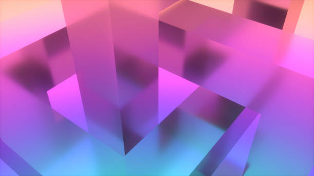 3D Abstract Iridescent Geometric Shapes Background