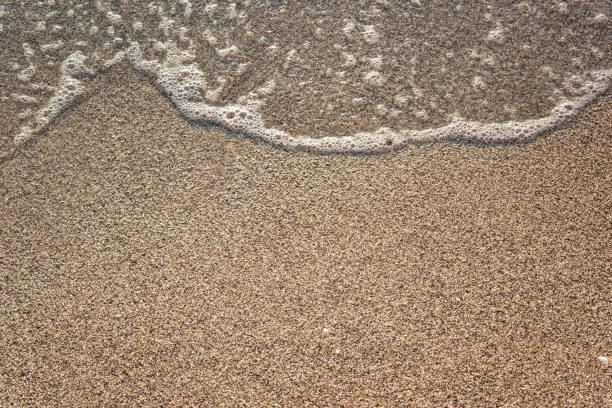 istock Close-up of sandy beach with soft waves 1196715820