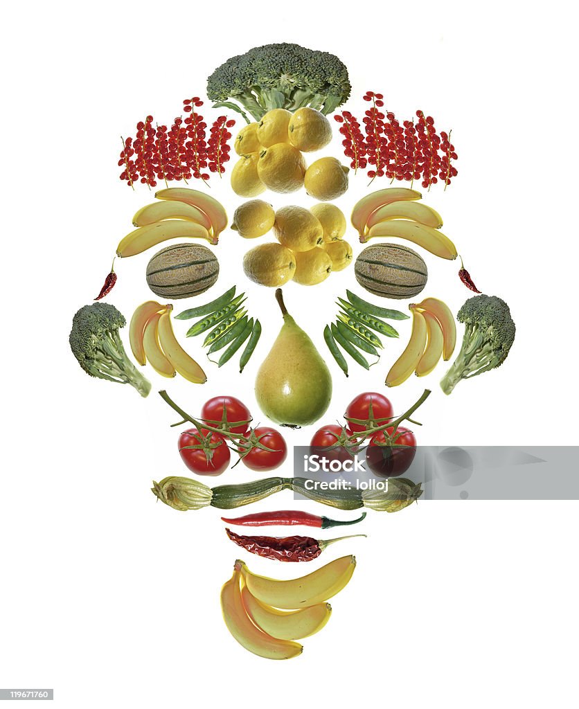 arcimboldo o estilo máscara de frutas e legumes - Foto de stock de Alimentação Saudável royalty-free