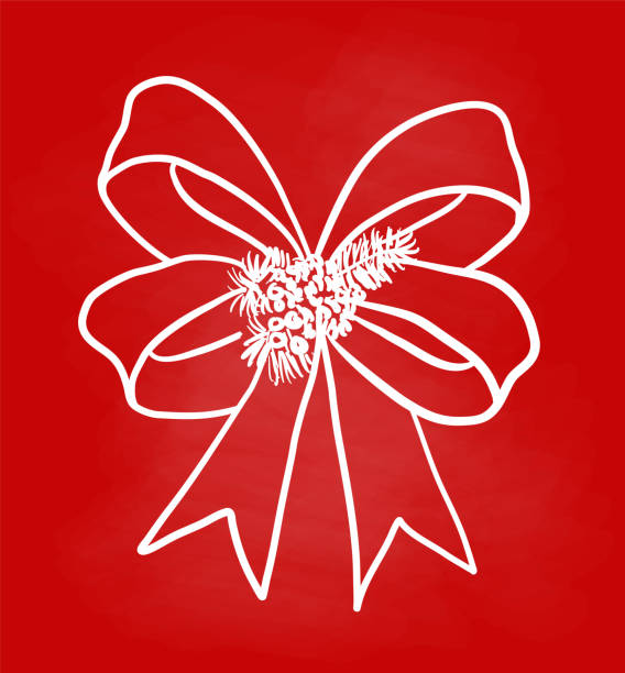 ilustrações de stock, clip art, desenhos animados e ícones de christmas wreath chalkboard - ribbon curled up hanging christmas