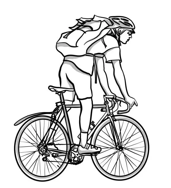 Vector illustration of Courrier On Bicycle