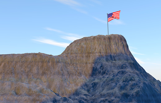 US Flag Flying on Chimney Rock