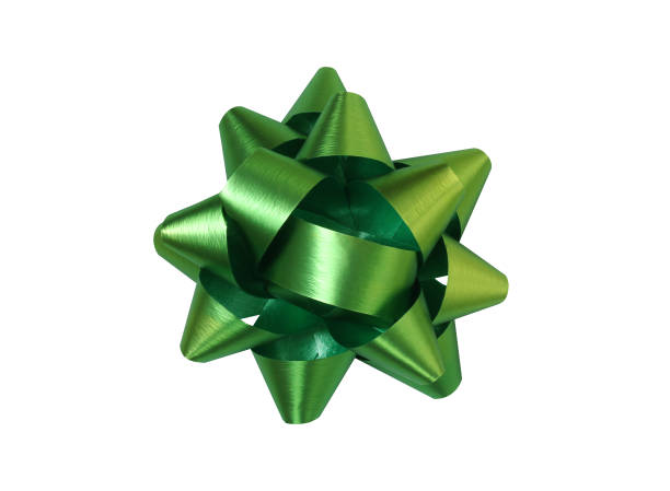 istock green bow for gift wrapping, isolated on white background. 1196726453
