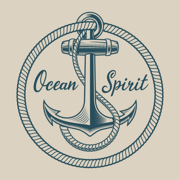 ilustrações de stock, clip art, desenhos animados e ícones de t-shirt design with an anchor in vintage style - nautical vessel pattern rope tattoo