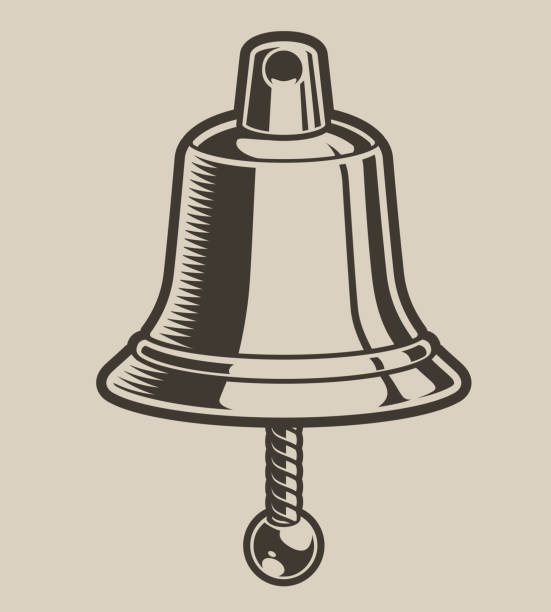 wektorowa ilustracja dzwonka w stylu grawerowania - dzwon ilustracje stock illustrations