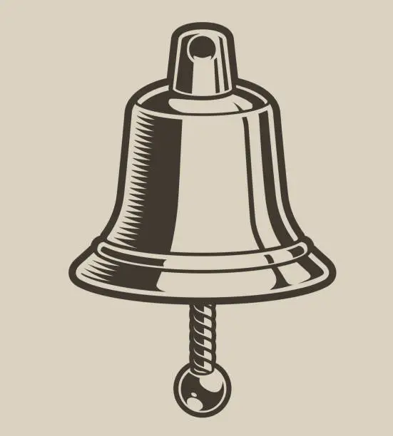 Vector illustration of Vector illustration of a bell in engraving style