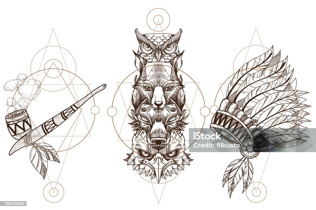 Đại Bàng Totem Sói Cáo Và Cú Minh Họa Để Tạo Bản Phác Thảo Hình Xăm In Trên Quần Áo Thiết Kế Áp Phích Và Tờ Rơi Một Tập Hợp Các Hình Đại Bàng Totem Sói Cáo Và Cú Minh Họa Để Tạo Bản Phác Thảo Hình Xăm In Trên Quần Áo Thiết Kế Áp Phích Và Tờ Rơi Một Tập Hợp Các Hình
