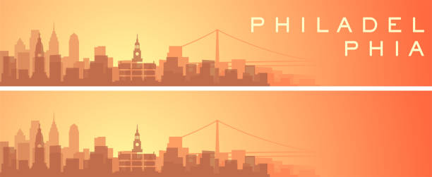 Philadelphia Beautiful Skyline Scenery Banner Philadelphia Beautiful Skyline Scenery Banner paradise pennsylvania stock illustrations