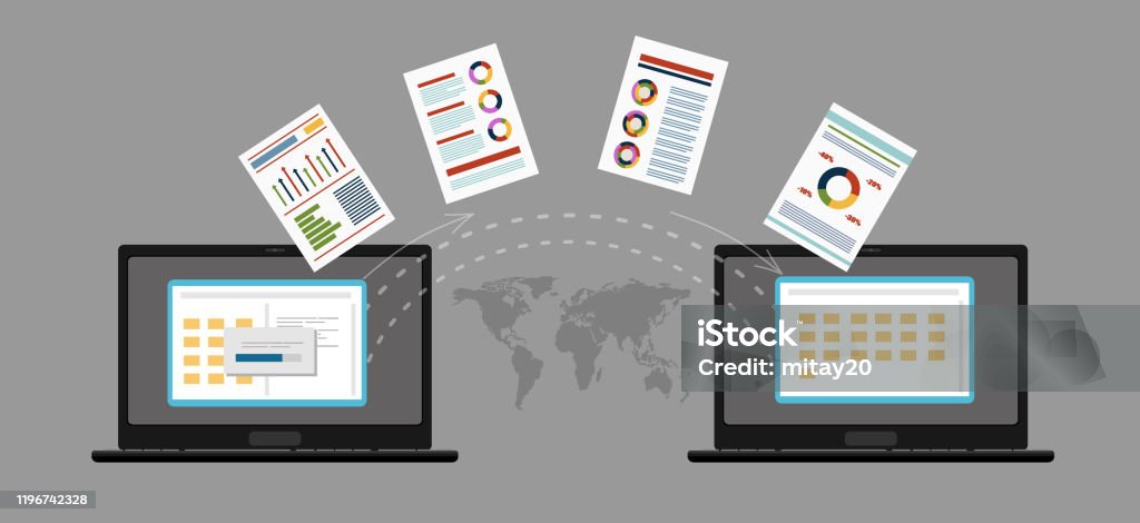 Files Transfer In Computer Screen File Transfer Two Laptops With Folders On Screen And Transferred ...