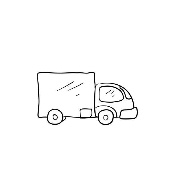 白に隔離された落書き漫画スタイルのベクトルと手描きトラックのイラスト - truck automobile industry car cartoon点のイラスト素材／クリップアート素材／マンガ素材／アイコン素材