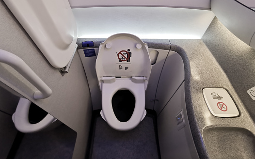 Small space  Inside the airplane toilet