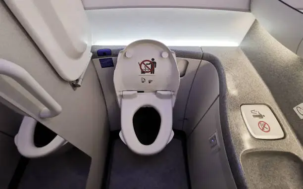 Photo of Inside Airplane lavatory .