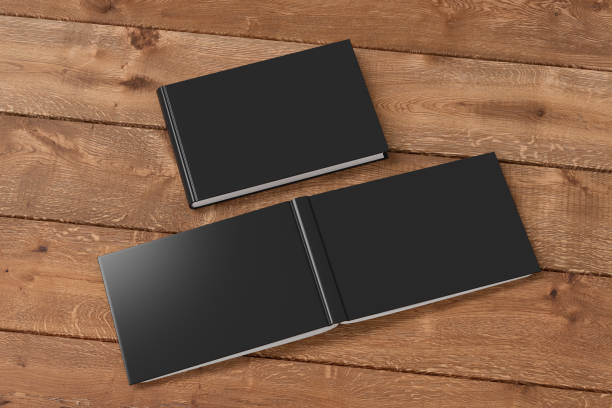 istock Blank black horizontal closed and open and upside down book cover 1196749196