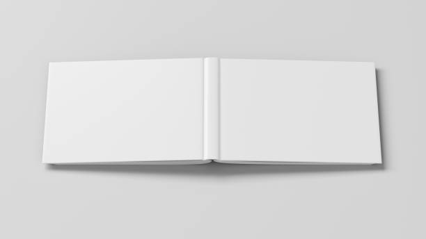 istock Blank white horizontal open and upside down book cover 1196749220
