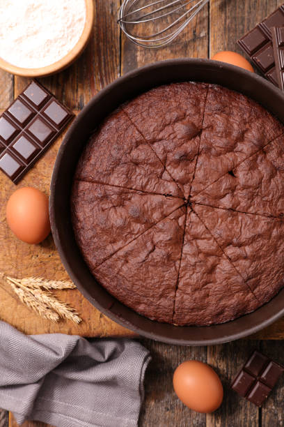 istock chocolate cake and ingredient, top view 1196754253