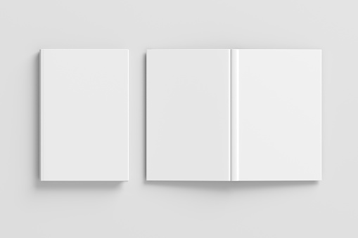 Blanco blanco vertical cerrado y abierto y al revés cubierta del libro photo