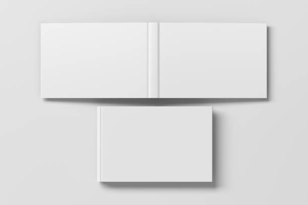 istock Blank white horizontal closed and open and upside down book cover 1196757421