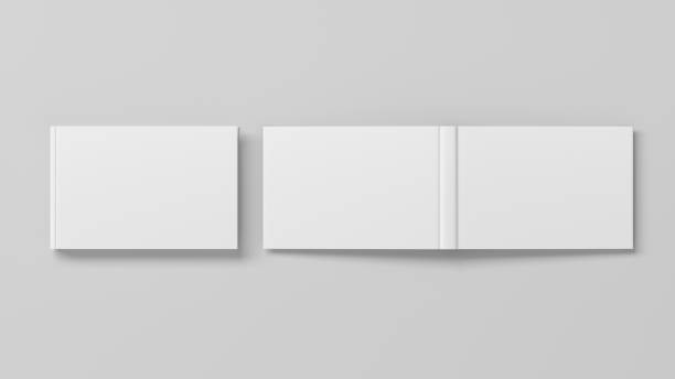 istock Blank white horizontal closed and open and upside down book cover 1196757428
