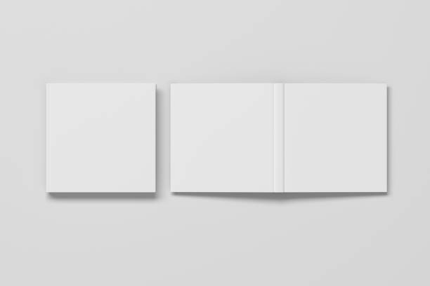 istock Blank white square closed and open and upside down book cover 1196758125