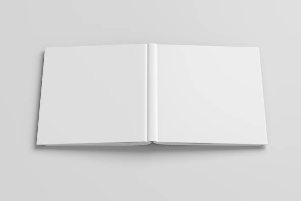 istock Blank white square open and upside down book cover 1196758153