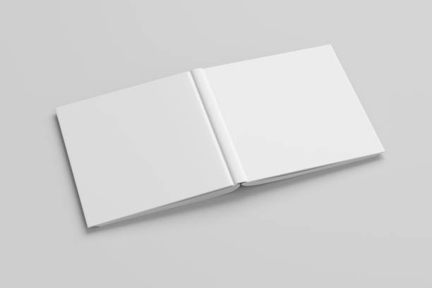 istock Blank white square open and upside down book cover 1196758159
