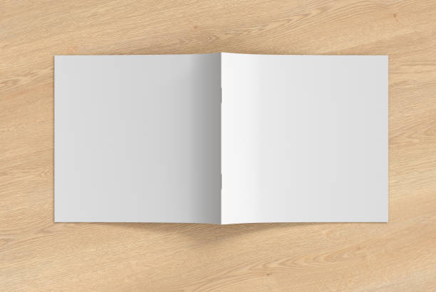 istock Square brochure or booklet cover. Brochure is open and upside down. 1196758747
