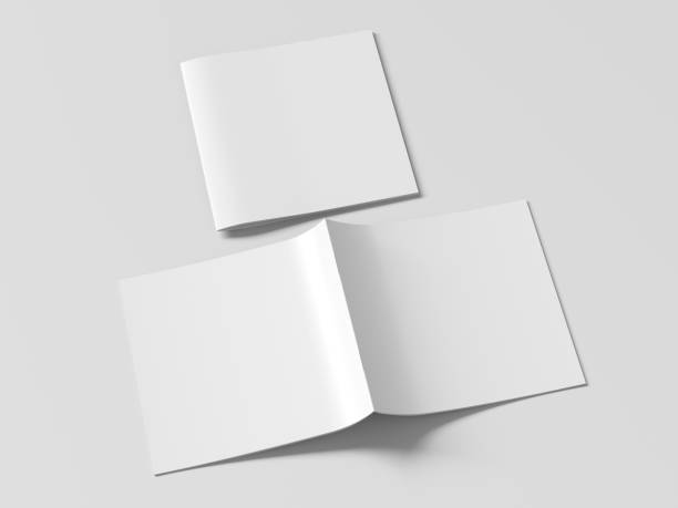 istock Square brochure or booklet cover. Closed one brochure and upside down other. 1196759297