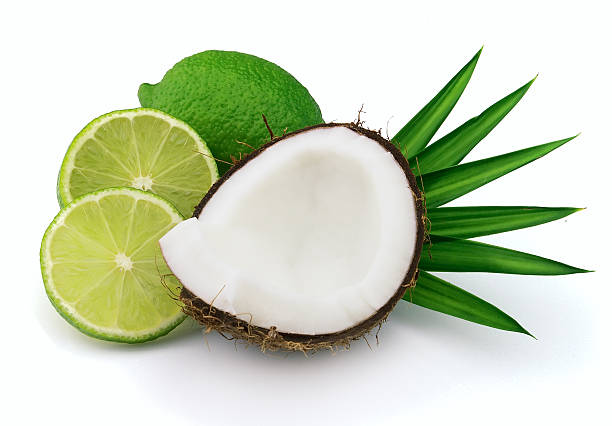 Coconut with lime stock photo