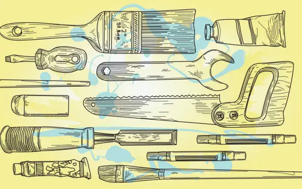 Vector illustration of Tools of the Trades - Art and Construction