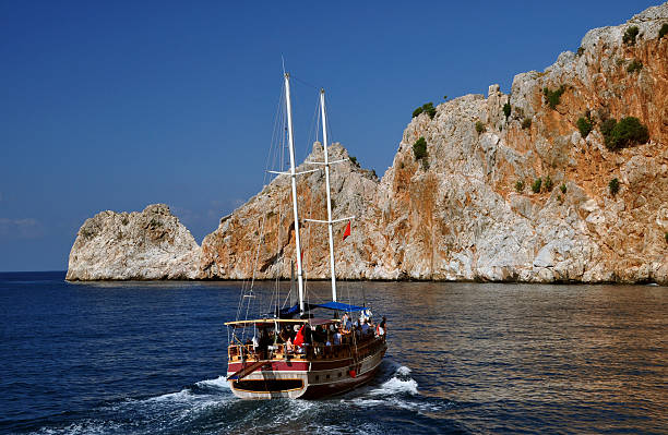 Alanya boat tour stock photo