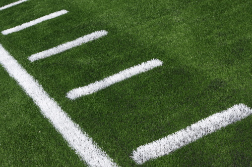 This shot was taken of the sideline of a football field to show off the hashmarks.  