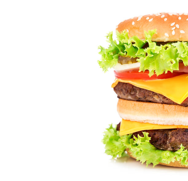 istock Big  delicious classic burger isolated on white background. 1196783405