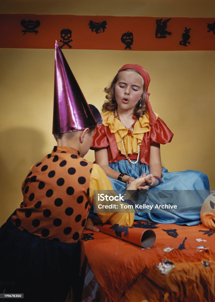 Girl reading palm  Halloween Stock Photo