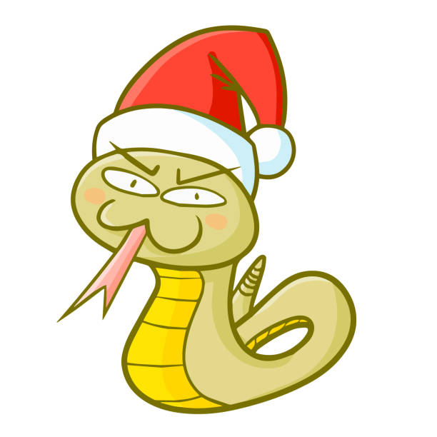 Santa Snake Snake Cartoon Character Wearing Santa Hat Illustrations, Royalty-Free ...