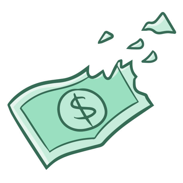 flying paper money get ripped Funny and cute flying paper money get ripped us dollar collapse stock illustrations