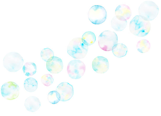 ilustrações, clipart, desenhos animados e ícones de fundo das bolhas do sabão pintado pela aquarela - soap sud bubble backgrounds blue