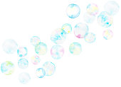 istock Soap bubbles background painted by watercolor 1196786955