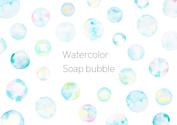 Soap bubbles background painted by watercolor Soap bubbles background painted by watercolor froth decoration stock illustrations