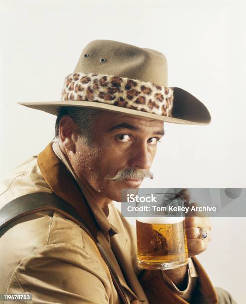 Mature Man Holding Glass Of Beer Portrait Stock Photo - Download Image Now - Archival, Beer - Alcohol, Only Men