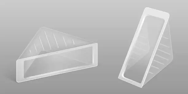 Vector illustration of Triangle clear plastic pack for sandwich, cheese