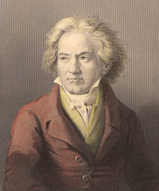 ludwig van beethoven - old fashioned image vertical color image stock illustrations