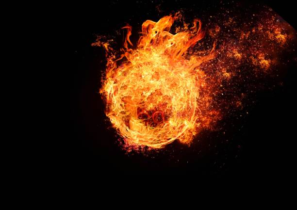 Abstract flame ring floating in the dark