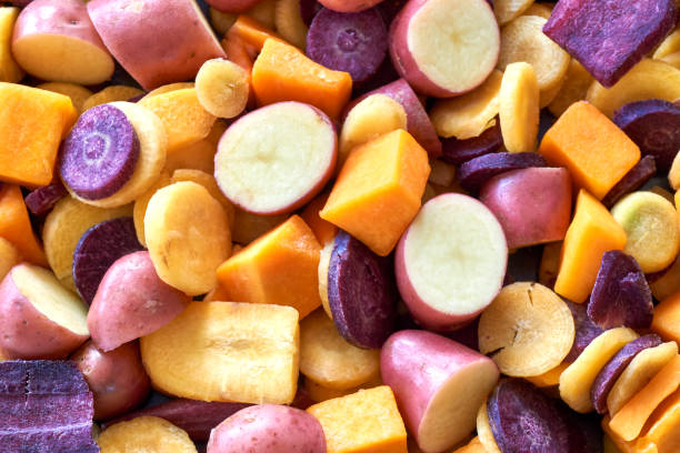 istock Chopped potatoes, pumpkins and carrots 1196799712
