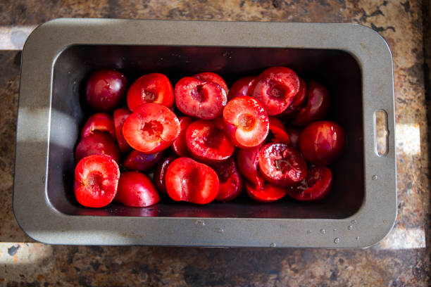 Cooking fresh plum crumble