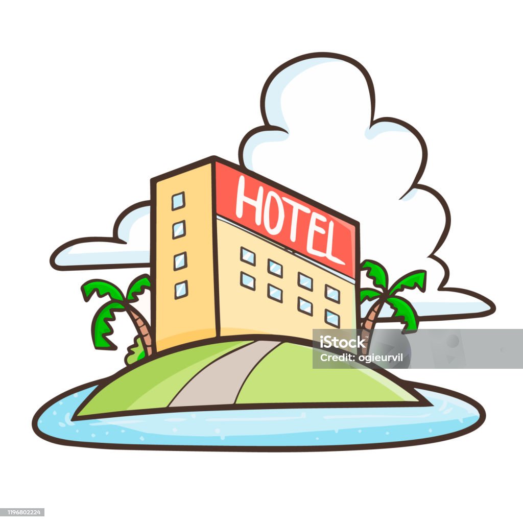 Hotel Op Little Island In Cartoon Stijl Stockvectorkunst en meer beelden  van Architectuur - Architectuur, Bedrijfsleven, Bouw - iStock