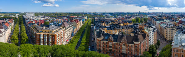 istock Flying over central Stockholm, apartment buildings 1196810575