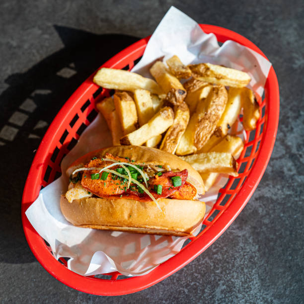 istock Lobster bun with potato fries 1196814343