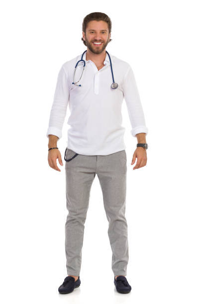 istock Handsome Male Doctor Standing And Smiling. Front View. 1196816893