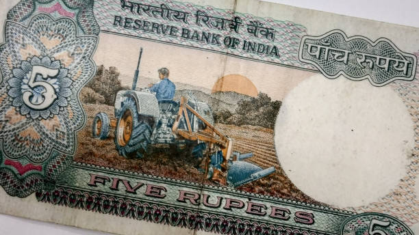 pięć rupii indyjskiej noty walutowej - personal data assistant zdjęcia i obrazy z banku zdjęć