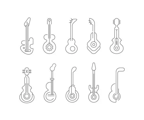 Vector illustration of Guitar Line Art